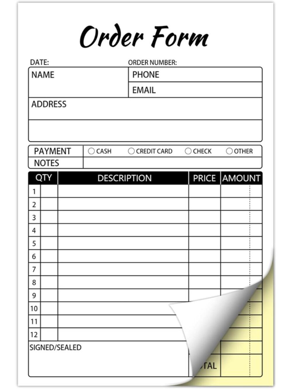 Sales Order Books,2 Part Carbonless Sales Invoice Book for Small Business,5.5 x
